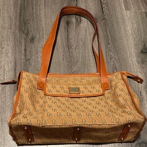 Dooney & Bourke Signature Brown Trimmed Designer Diaper Bag